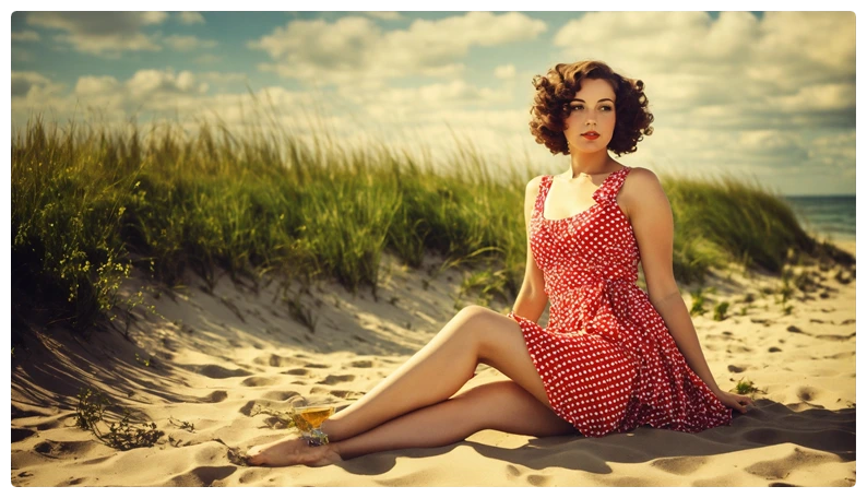 A woman relaxing on a beach enjoying early retirement.