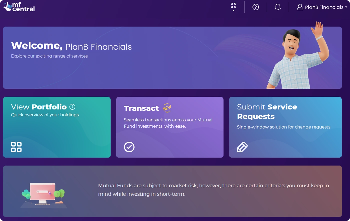 MF Central Mutual Fund Portal Intuitive Layout